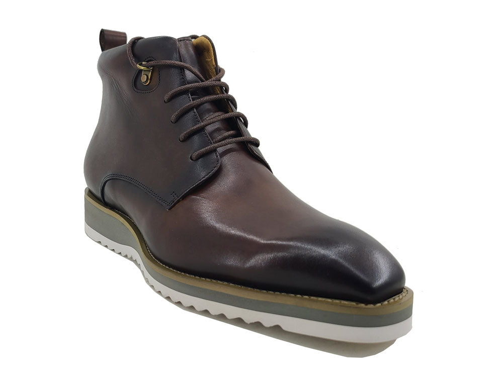 Burnished Calfskin Lace-Up Boot