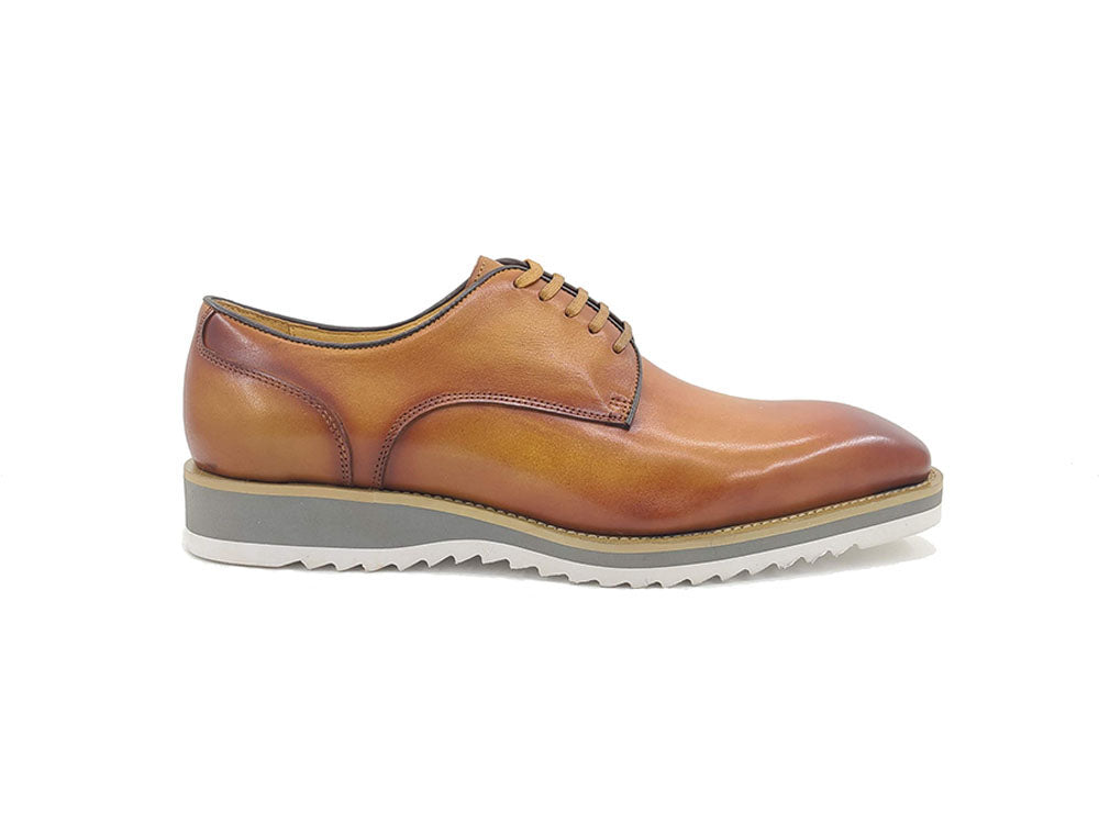 Burnished Lace-up Leather Derby