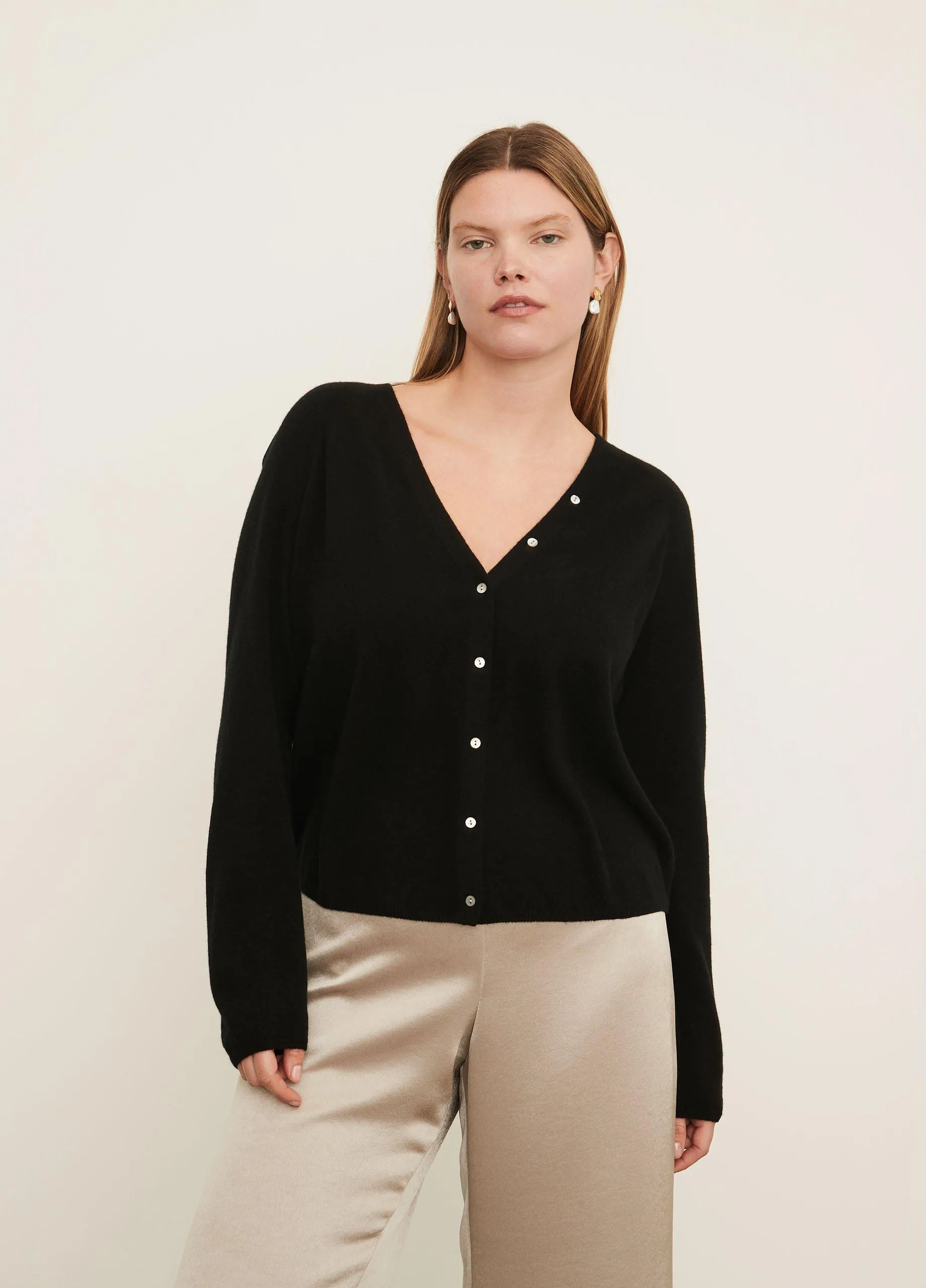 Cashmere Shell Button Cardigan