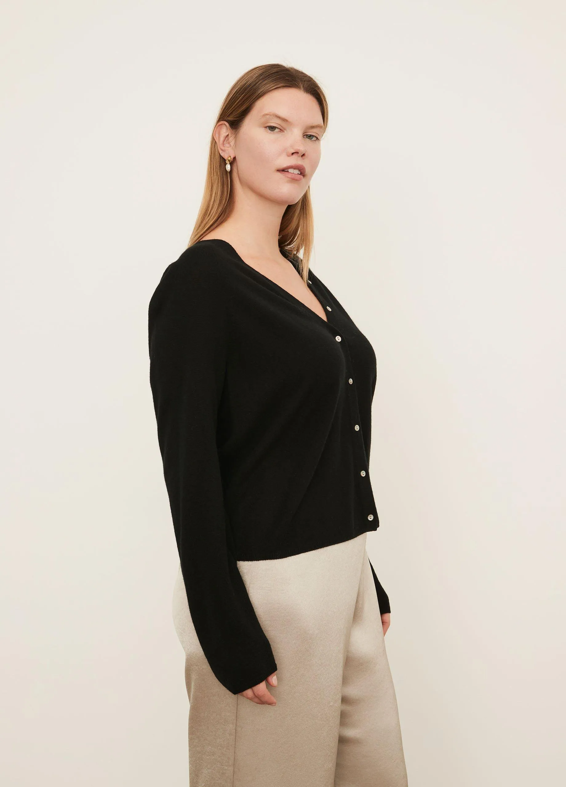 Cashmere Shell Button Cardigan