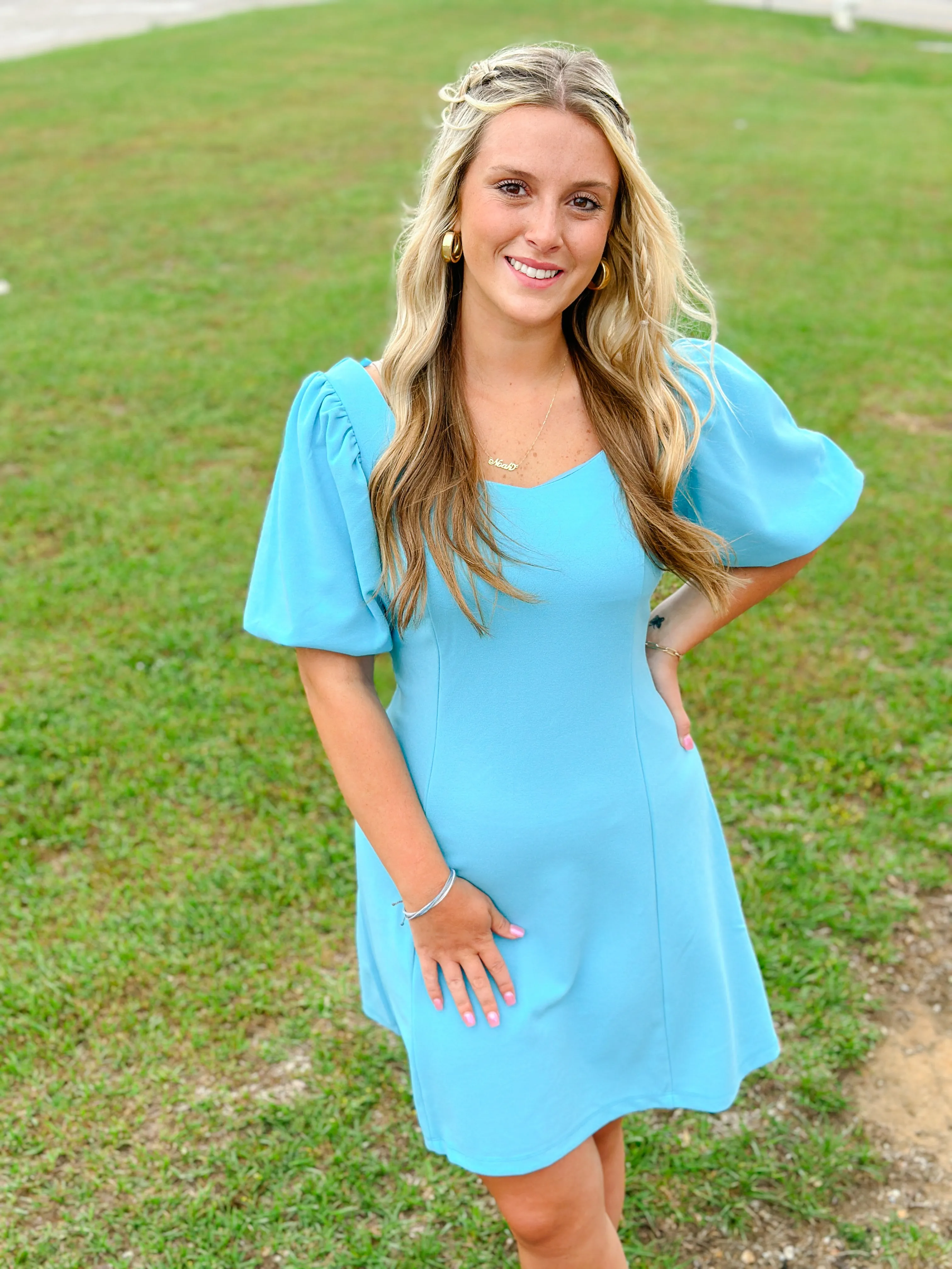 CHELSEA DRESS- AQUA