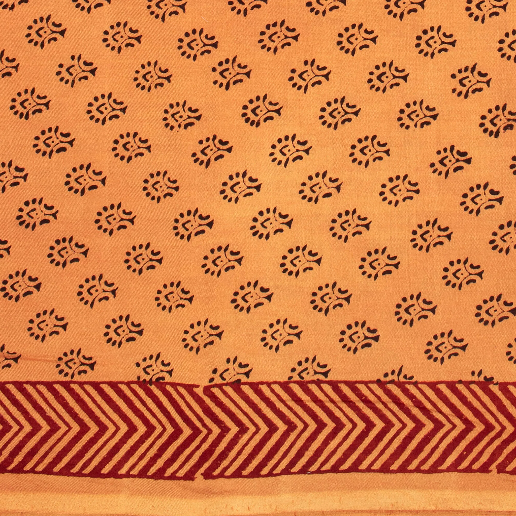 Cider Orange And Black Botti Pattern Bagh Print Handblock Natural Dye Rayon Fabric