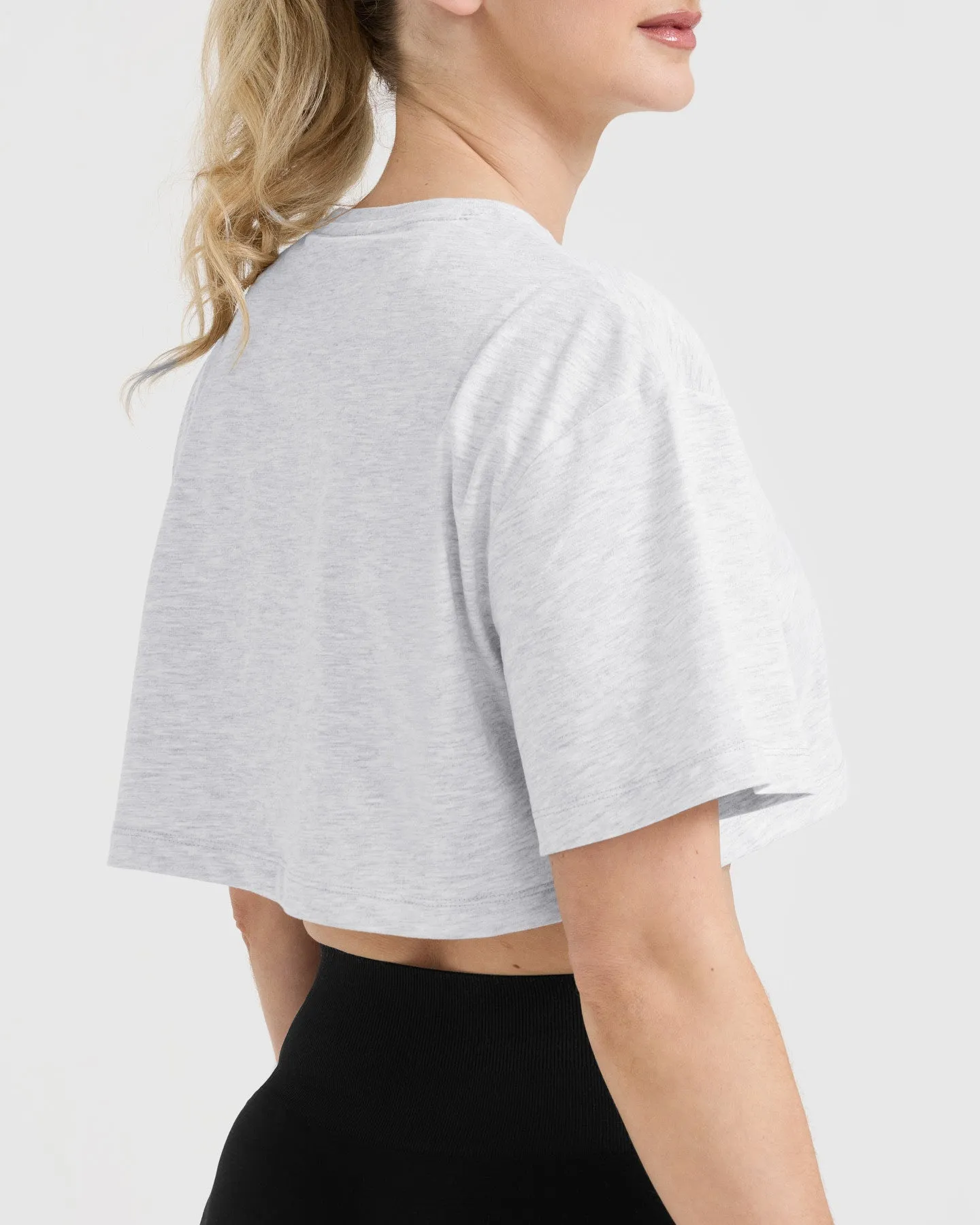 Classic Oner Graphic Crop Lightweight T-Shirt | Light Grey Marl