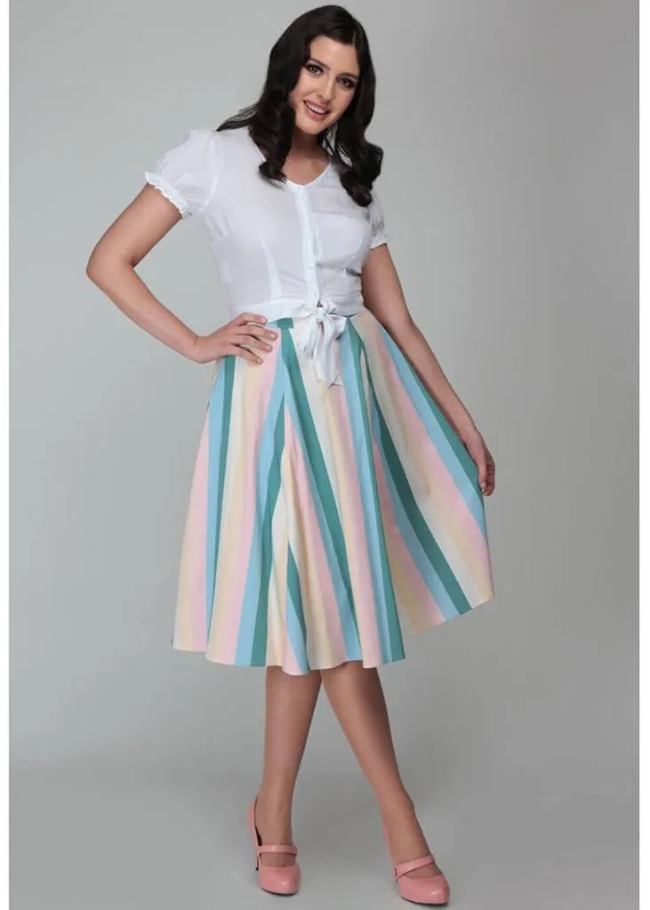 Collectif Matilde Teacup Stripe 50's Skirt Multi