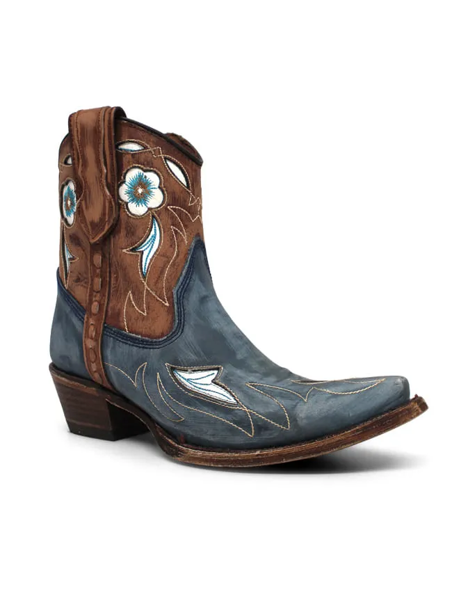 Corral Womens Inlay And Floral Embroidery Shedron and Light Blue Booties