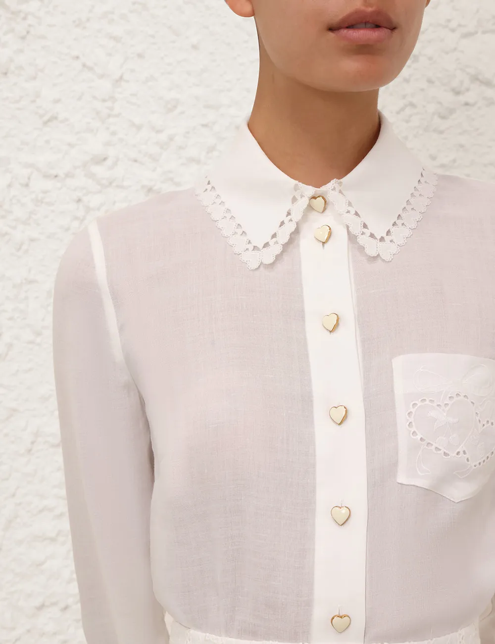 Crush Ramie Embroidered Shirt