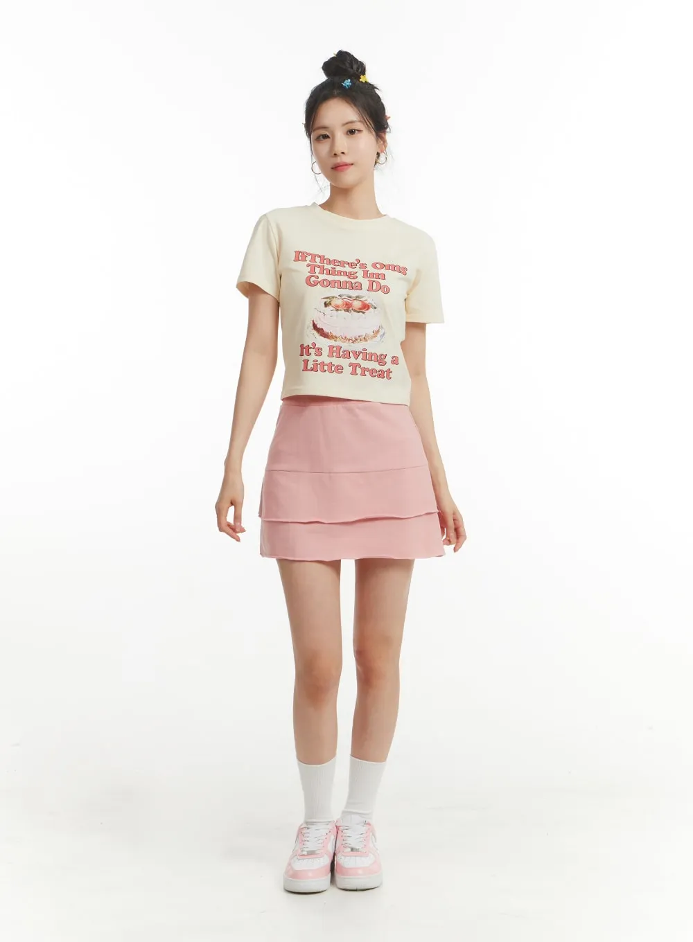 Cute Graphic Crop Tee OM406