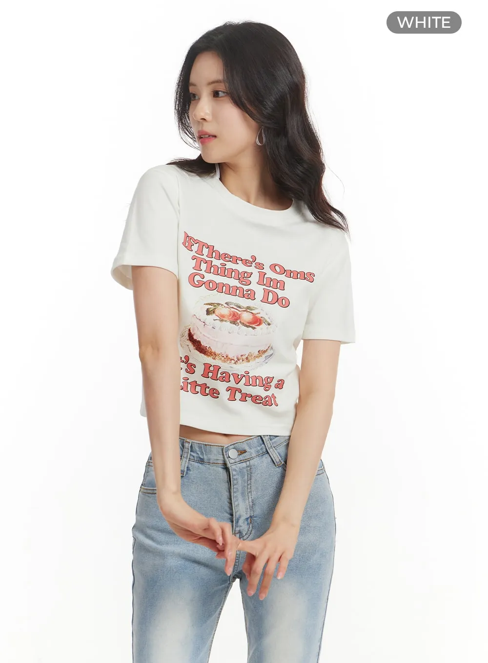 Cute Graphic Crop Tee OM406