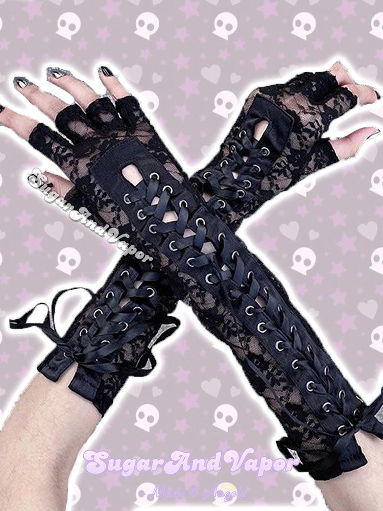 Dark Doll Lace-up Gloves