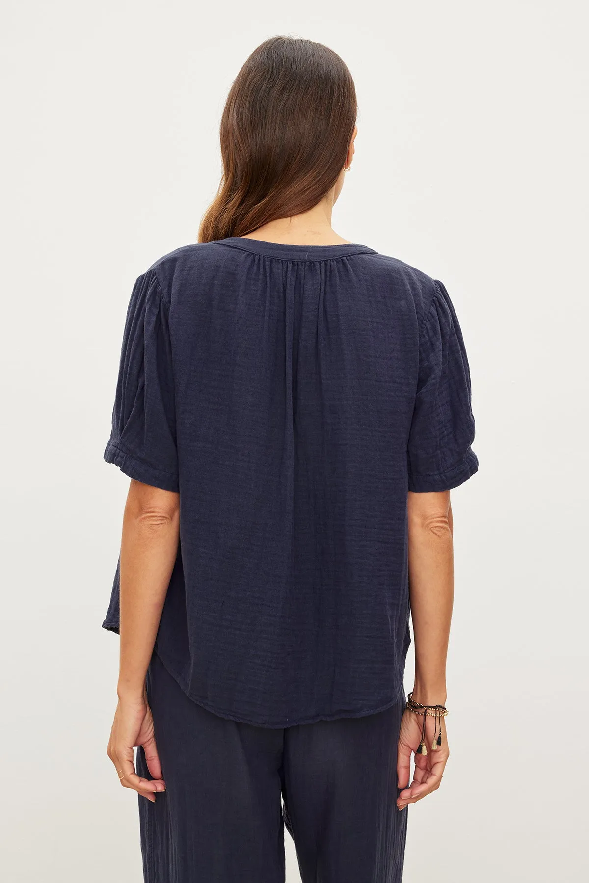 DEANN COTTON GAUZE BUTTON-UP TOP