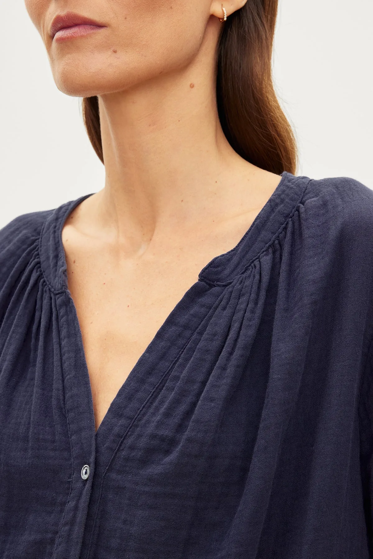 DEANN COTTON GAUZE BUTTON-UP TOP