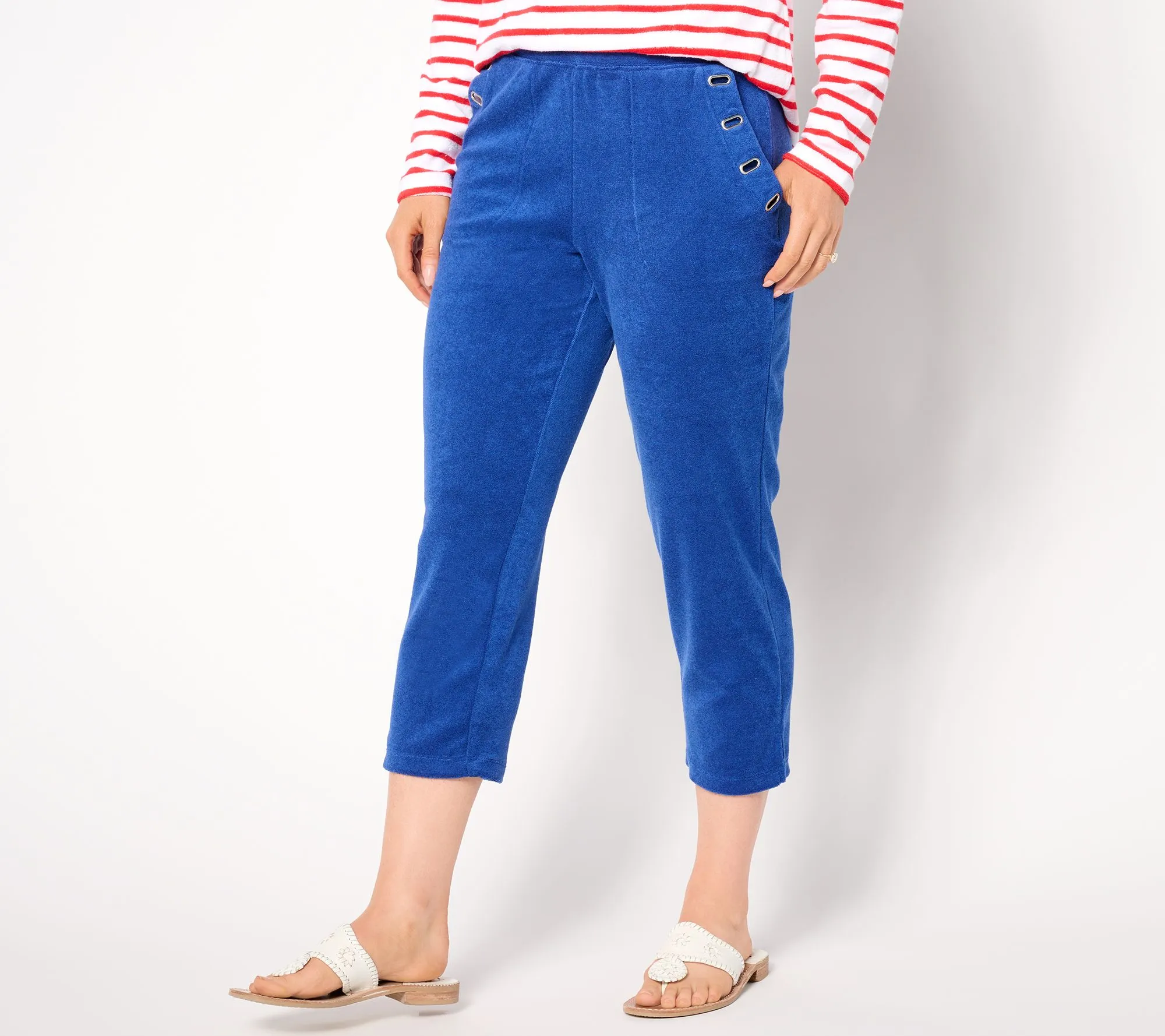 Denim & Co. Beach Regular Knit Terry Straight Leg Crop Pant