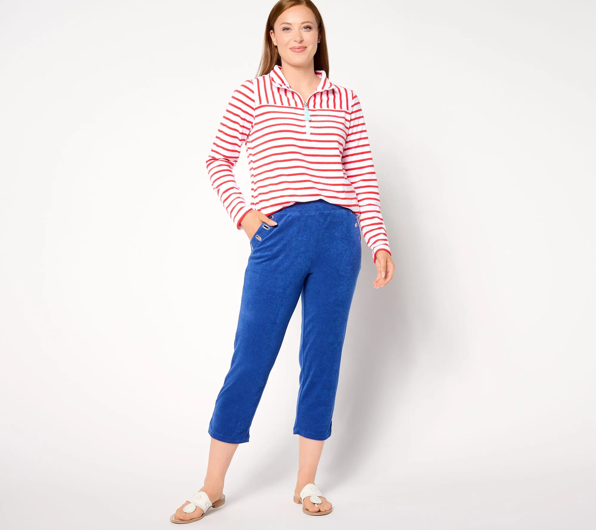 Denim & Co. Beach Regular Knit Terry Straight Leg Crop Pant