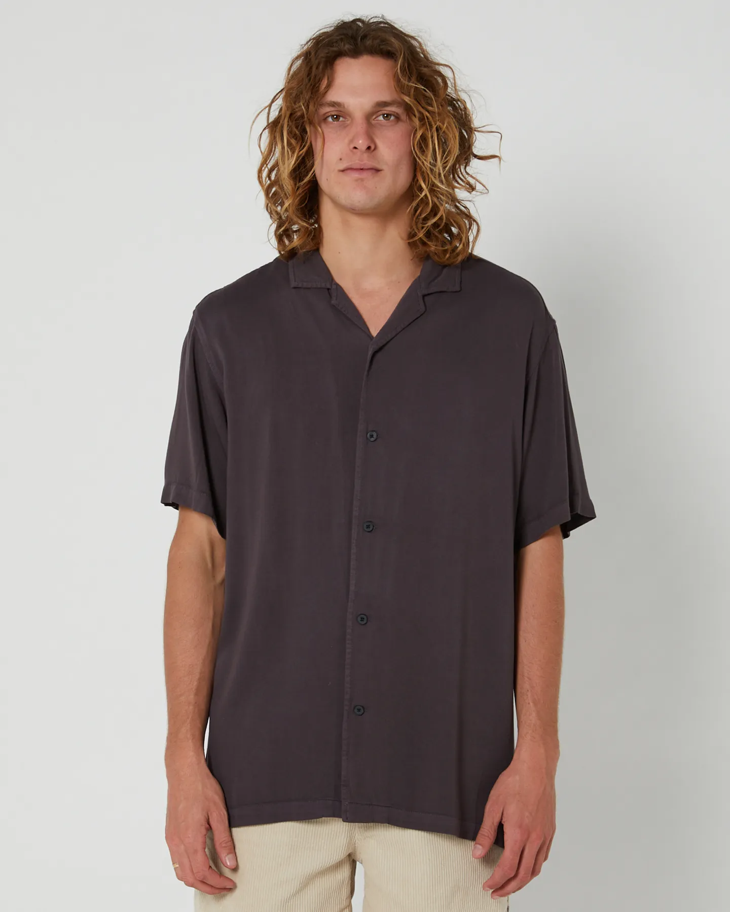 Depactus Bouddi Rayon Ss Shirt Washed Black - Washed Black | SurfStitch