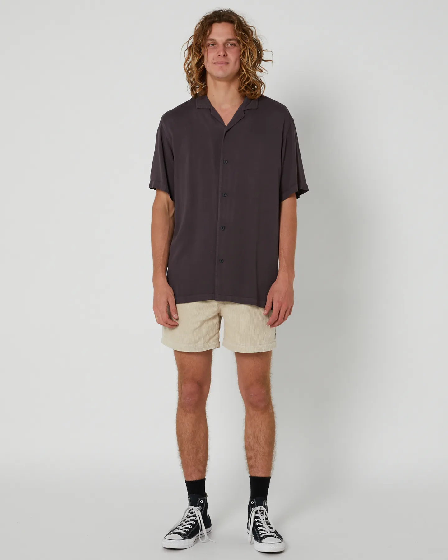 Depactus Bouddi Rayon Ss Shirt Washed Black - Washed Black | SurfStitch