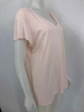 EILEEN FISHER Lt Pink Cotton Short Sleeves V-Neck Size LARGE  (L) Top