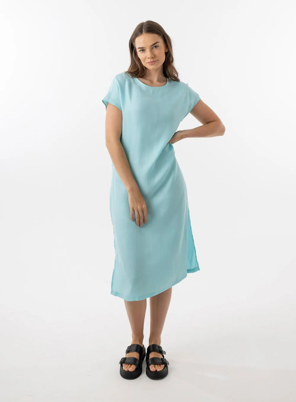 Elizabeth Cupro Midi Dress-AQUA