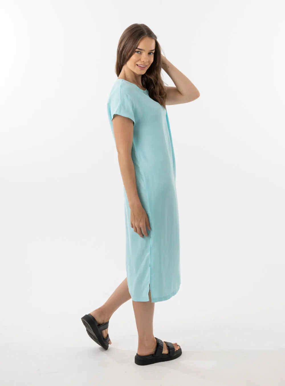 Elizabeth Cupro Midi Dress-AQUA