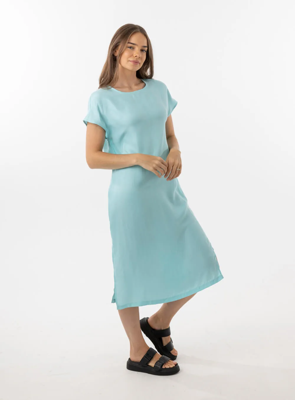 Elizabeth Cupro Midi Dress-AQUA