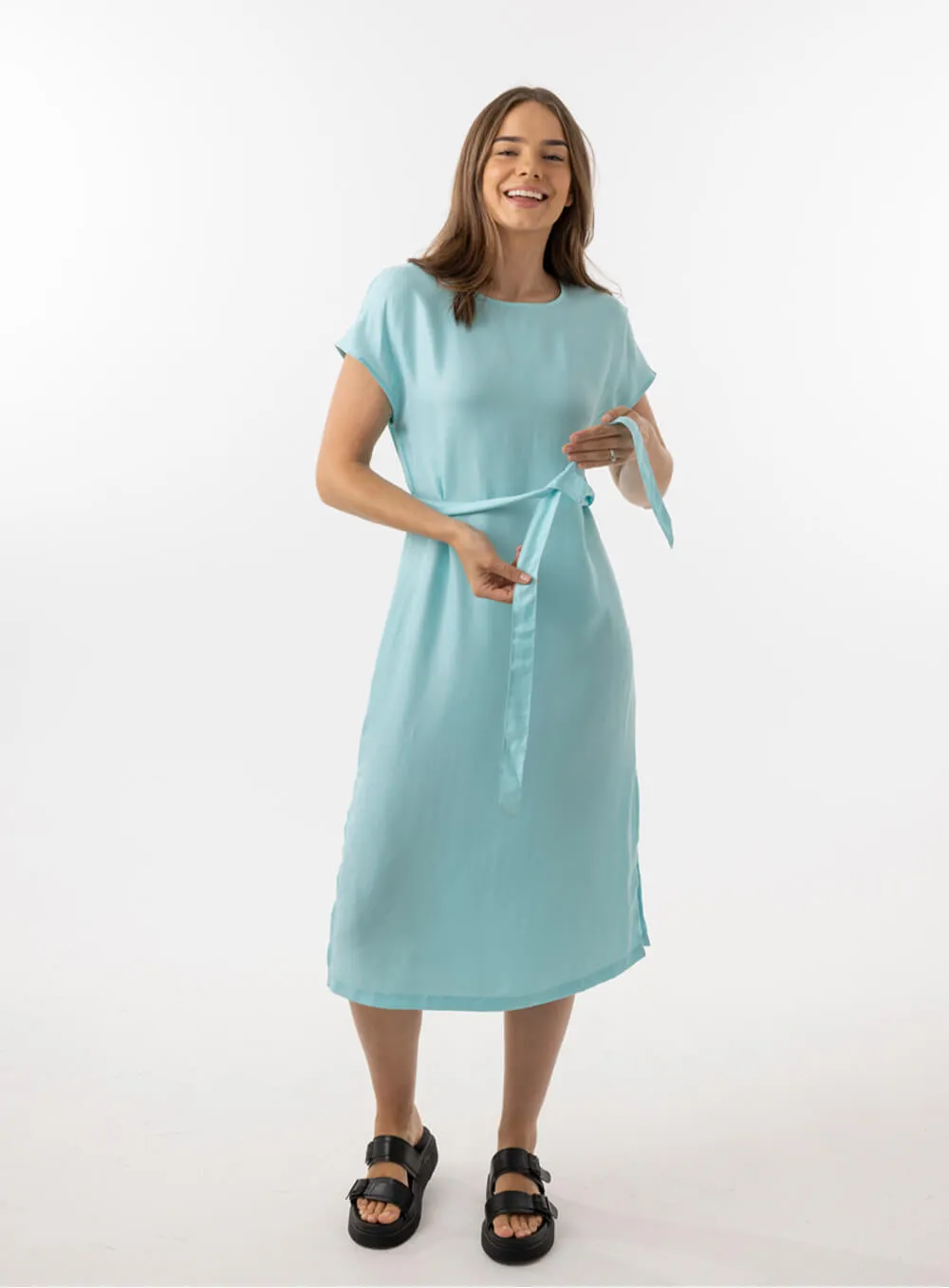 Elizabeth Cupro Midi Dress-AQUA