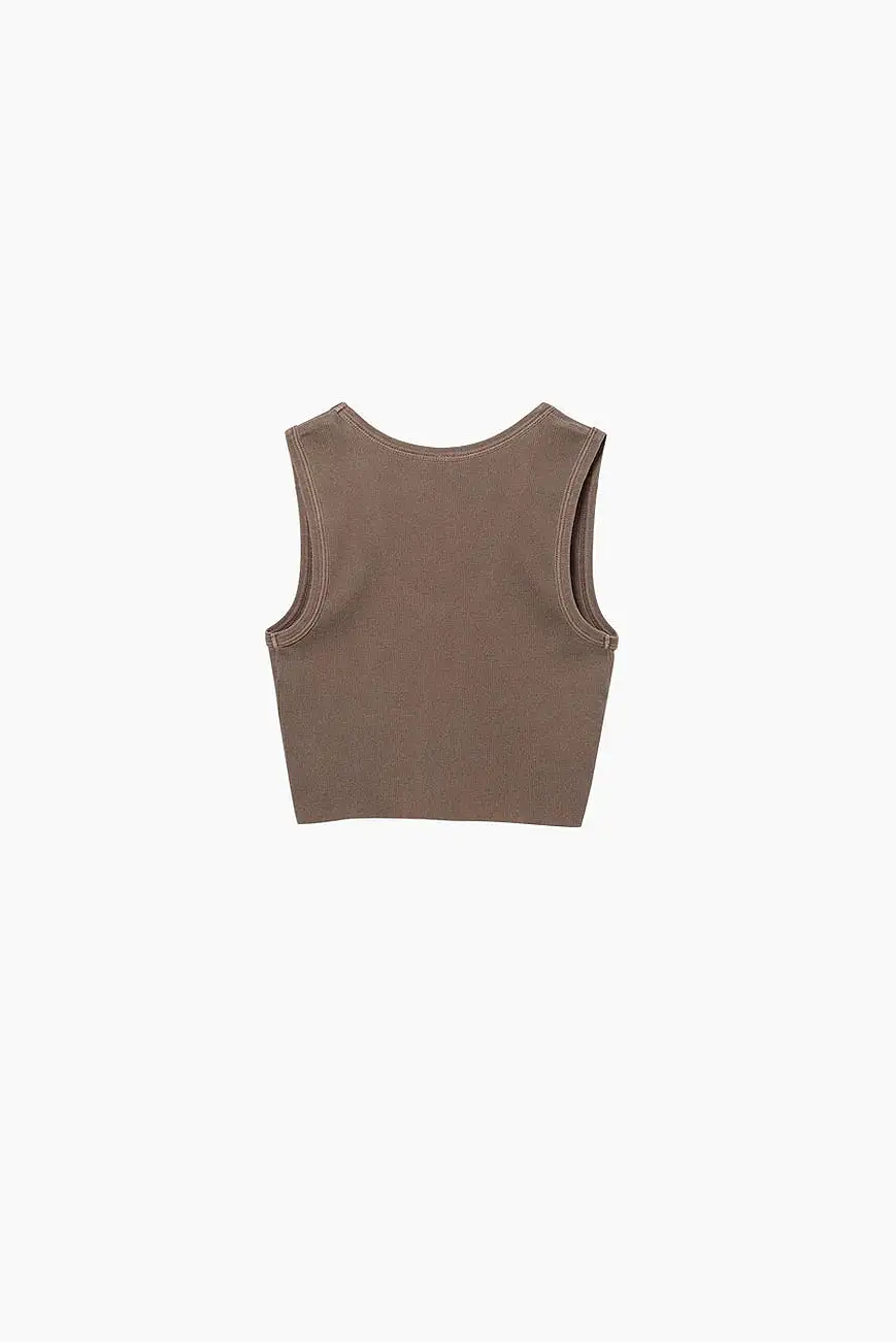 ELWOOD MALIBU CROP TANK AGED BROWN RIB