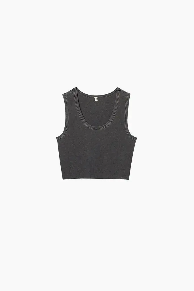 ELWOOD MALIBU CROP TANK AGED GREY RIB