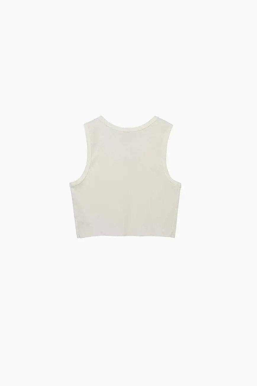 ELWOOD MALIBU CROP TANK AGED WHITE RIB