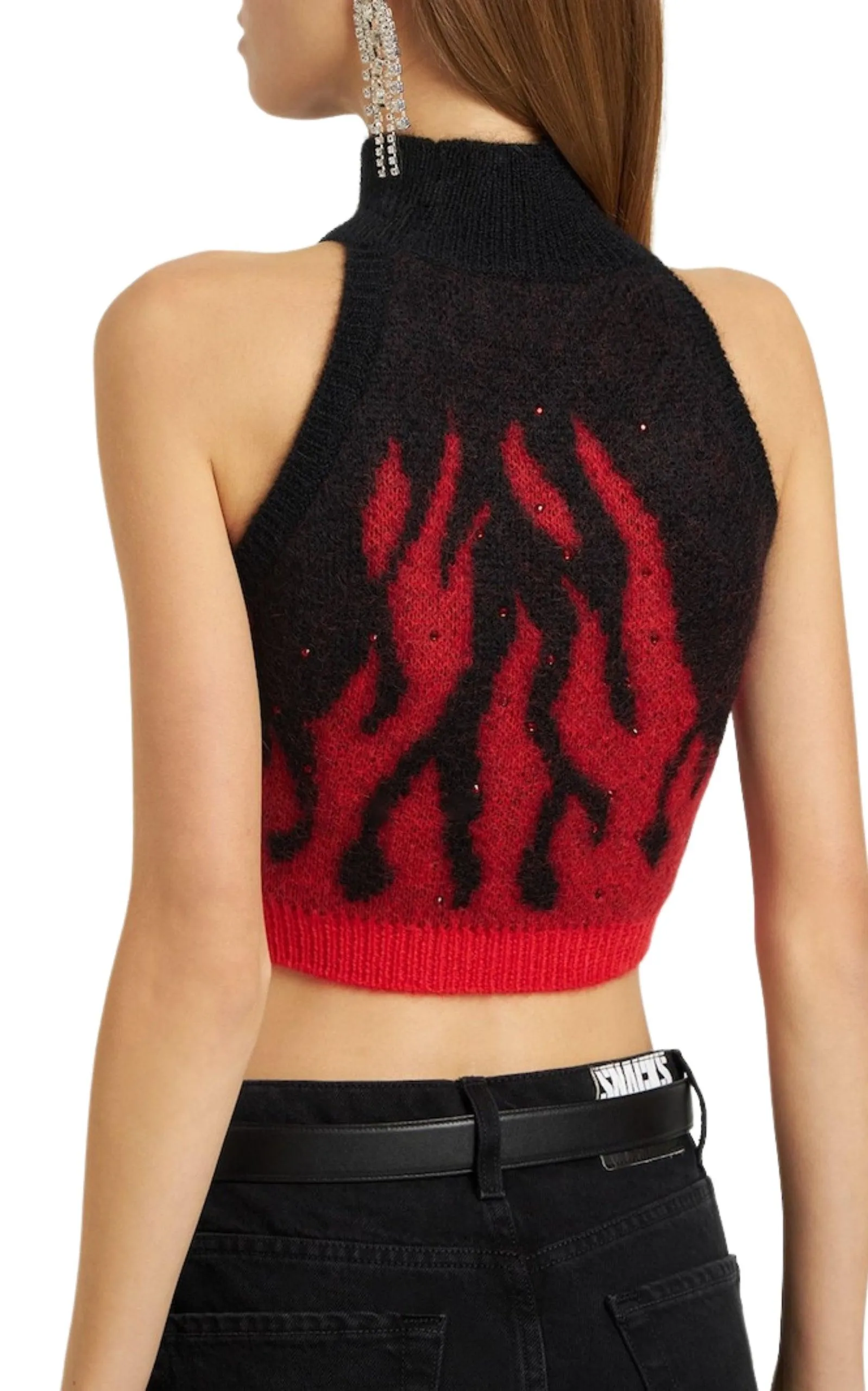 Flames Jacquard Knit Crop Top