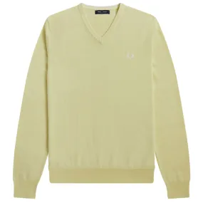 Fred Perry V Neck Wax Yellow Jumper