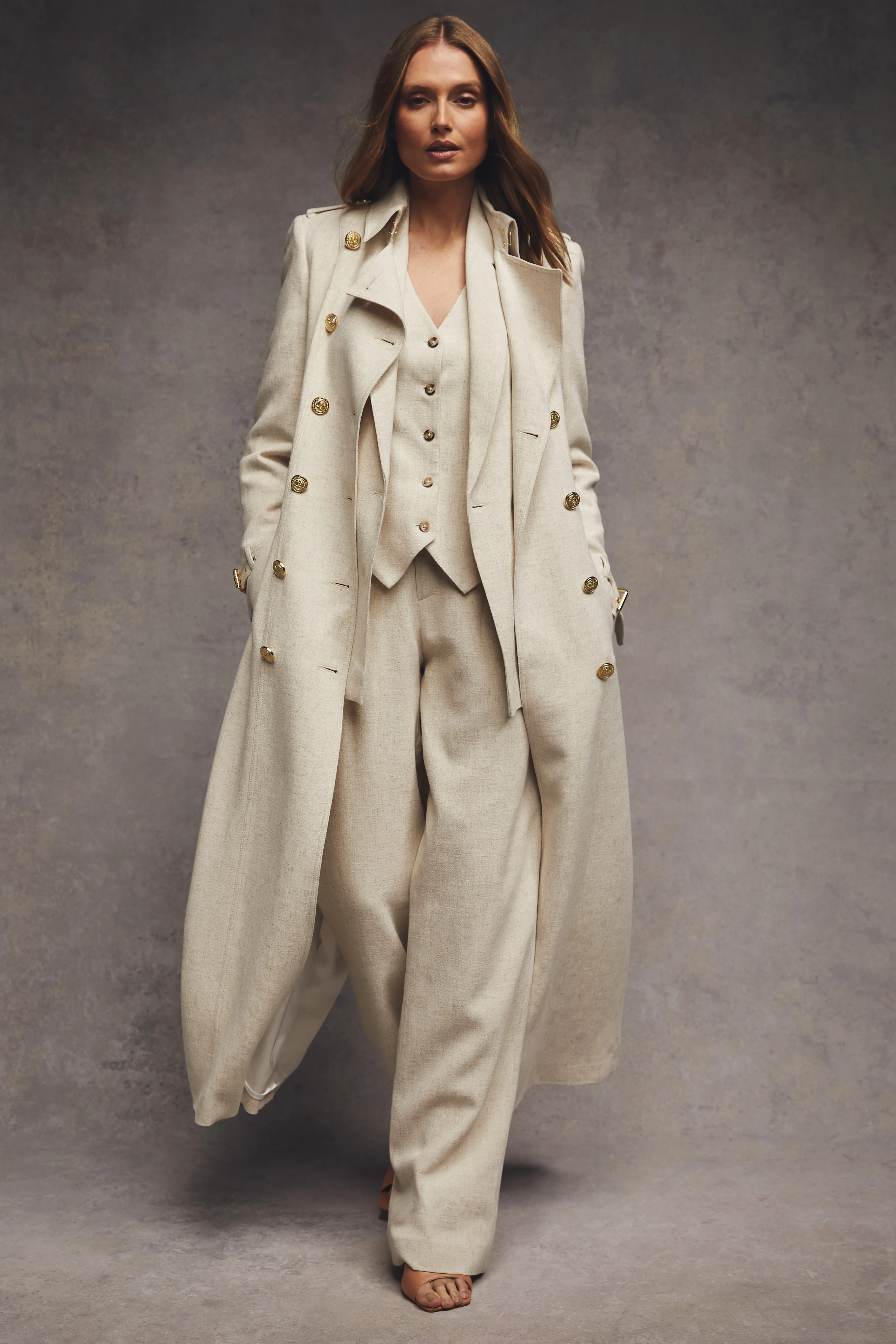 Full Length Marlborough Trench Coat (Natural Linen)