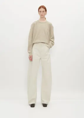 High Waisted Curved Pants — Clay White