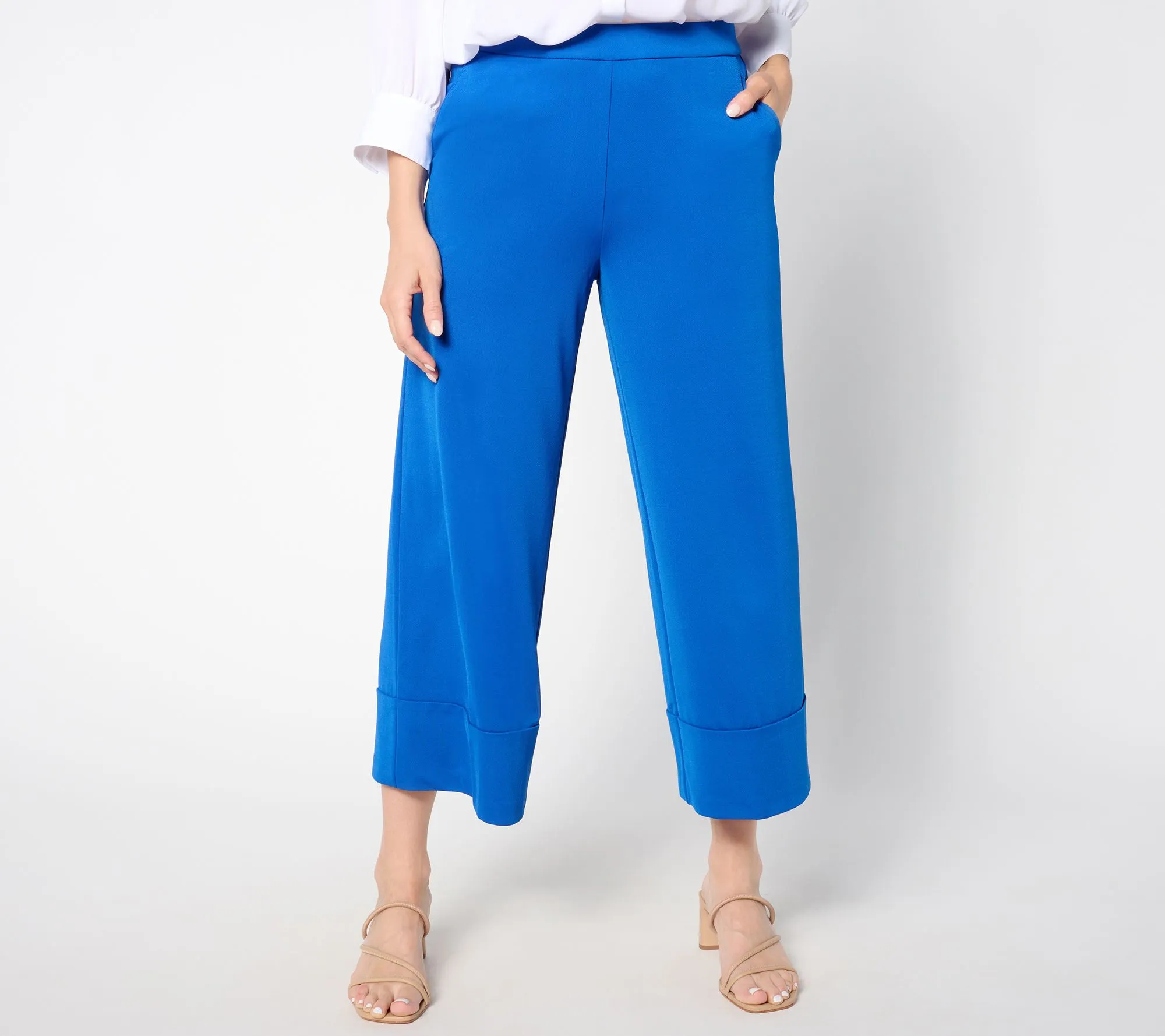 Isaac Mizrahi Live! Petite Pebble Knit Crop Pants w/ Wide Hem Cuff