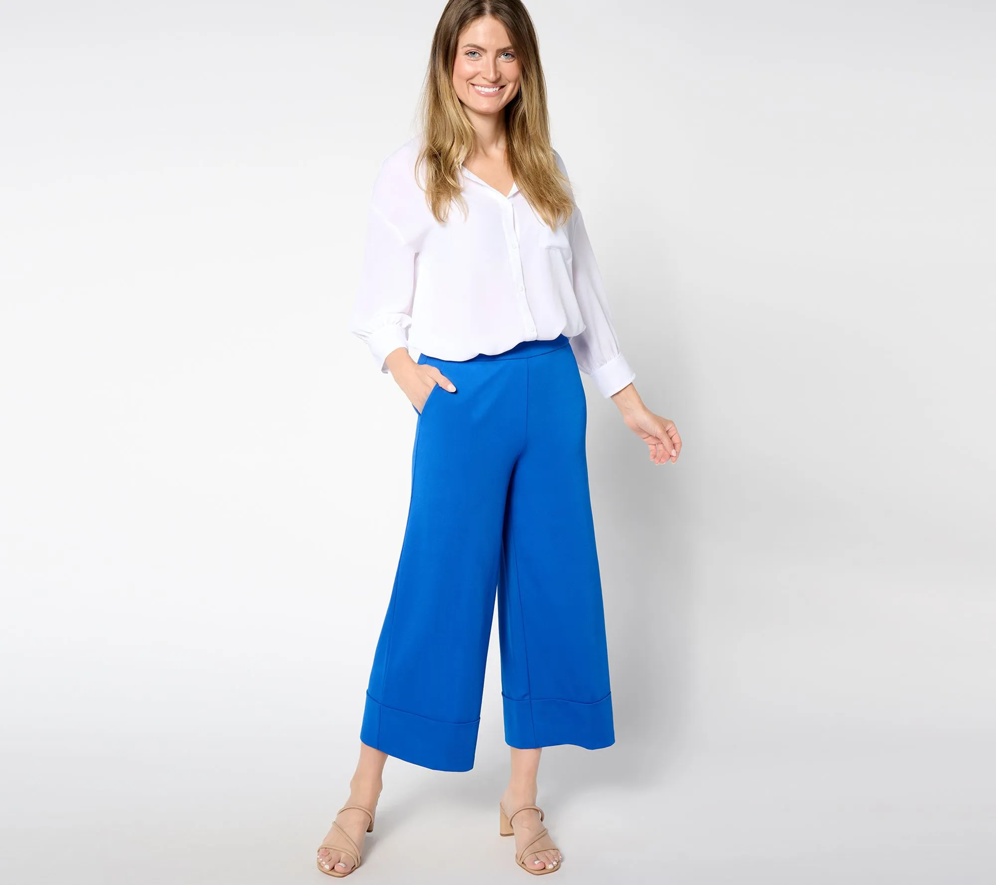 Isaac Mizrahi Live! Petite Pebble Knit Crop Pants w/ Wide Hem Cuff