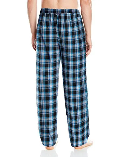 IZOD MEN'S POLY-RAYON YARN-DYE WOVEN SLEEP PANT, BLUE/BLACK PLAID, LARGE