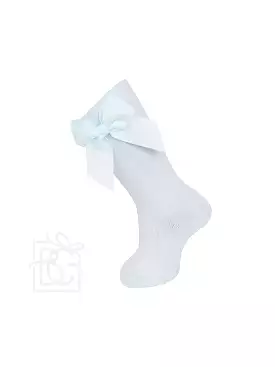 Knee Socks with Bow - Light Blue