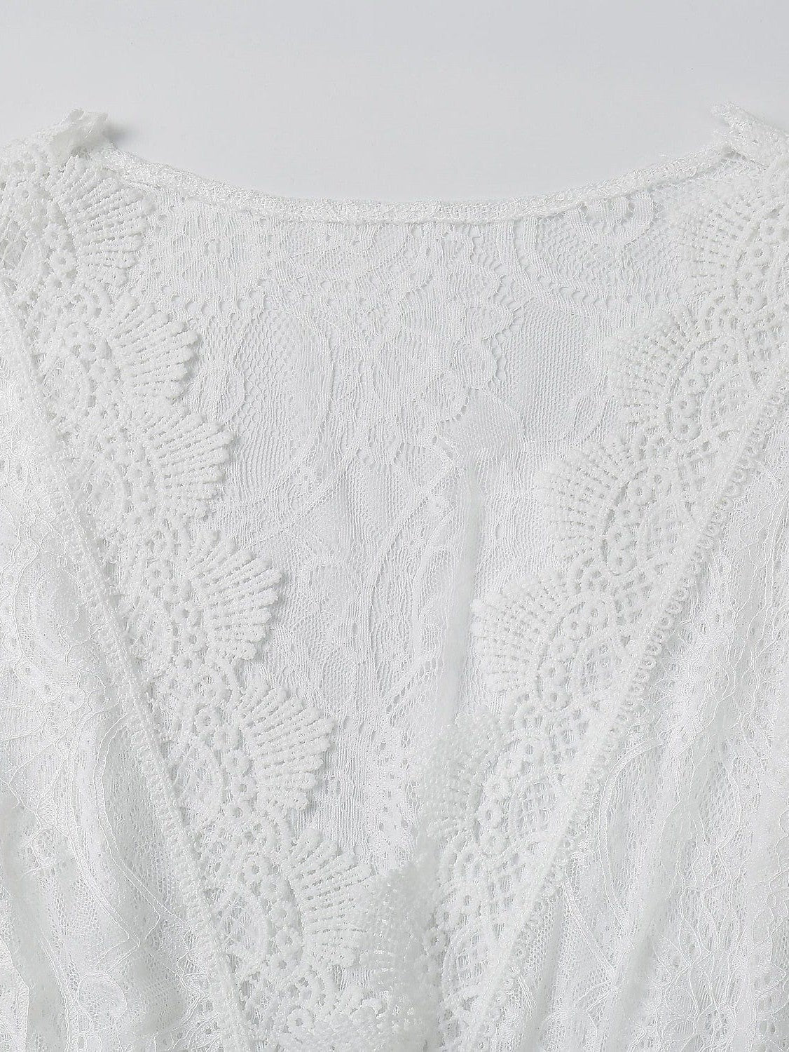 Ladies' White Lace Crochet Beach Cover-Up with UV Protection