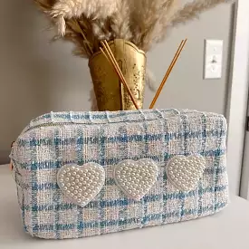 Light Blue Plaid 3 Hearts Bag