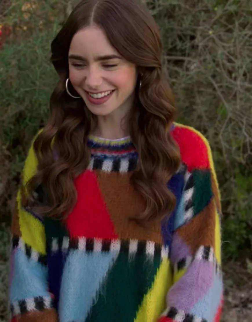 Lily Collins Emily In Paris Sweater | Emily Cooper Fluffy Sweater