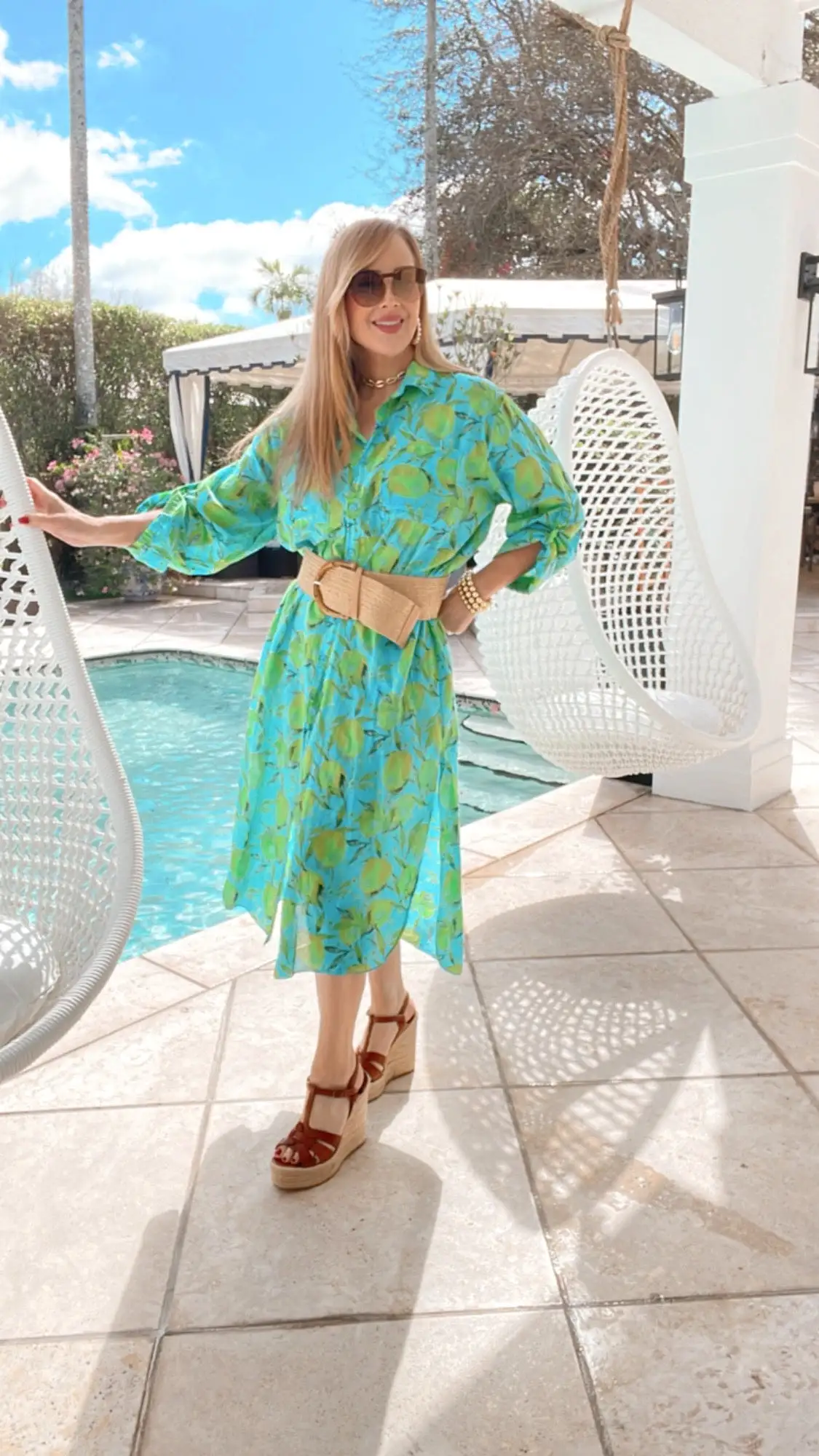 Limoncello Aqua Lemon Print Dress