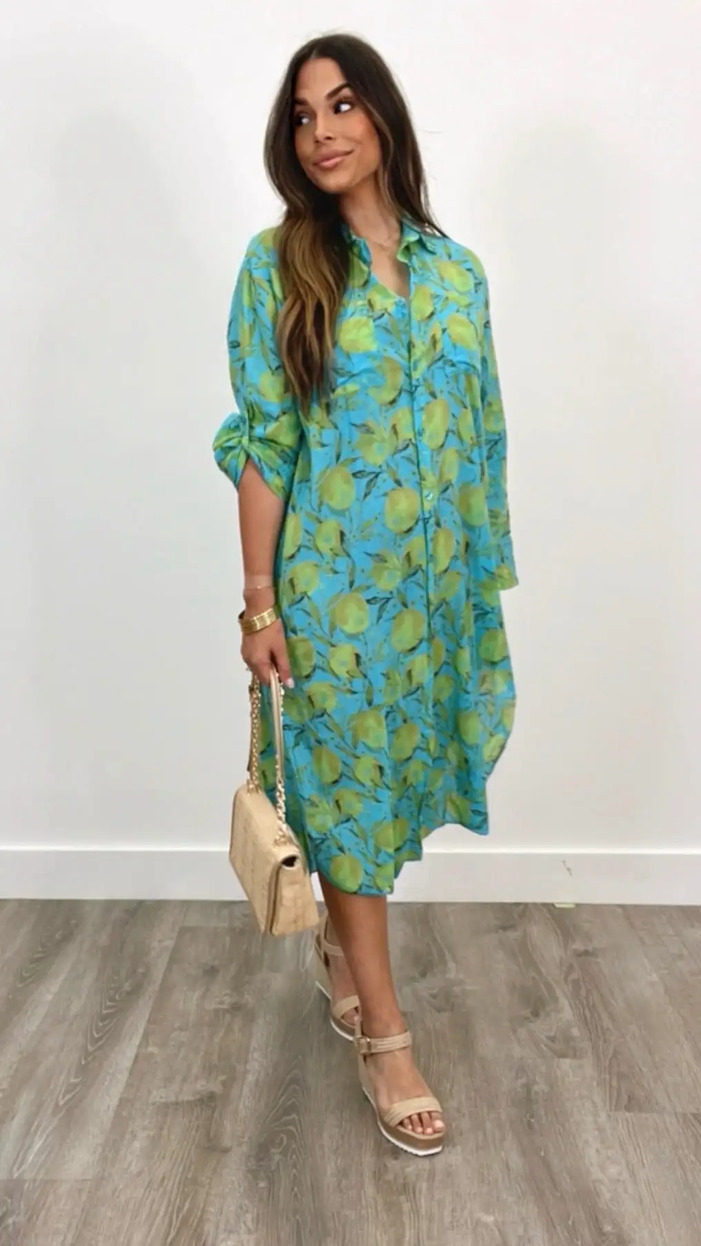 Limoncello Aqua Lemon Print Dress