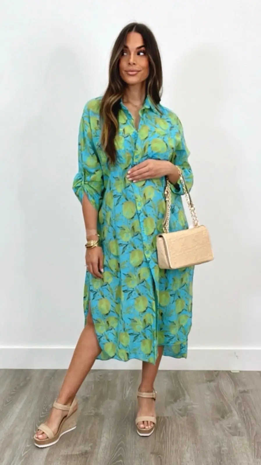 Limoncello Aqua Lemon Print Dress