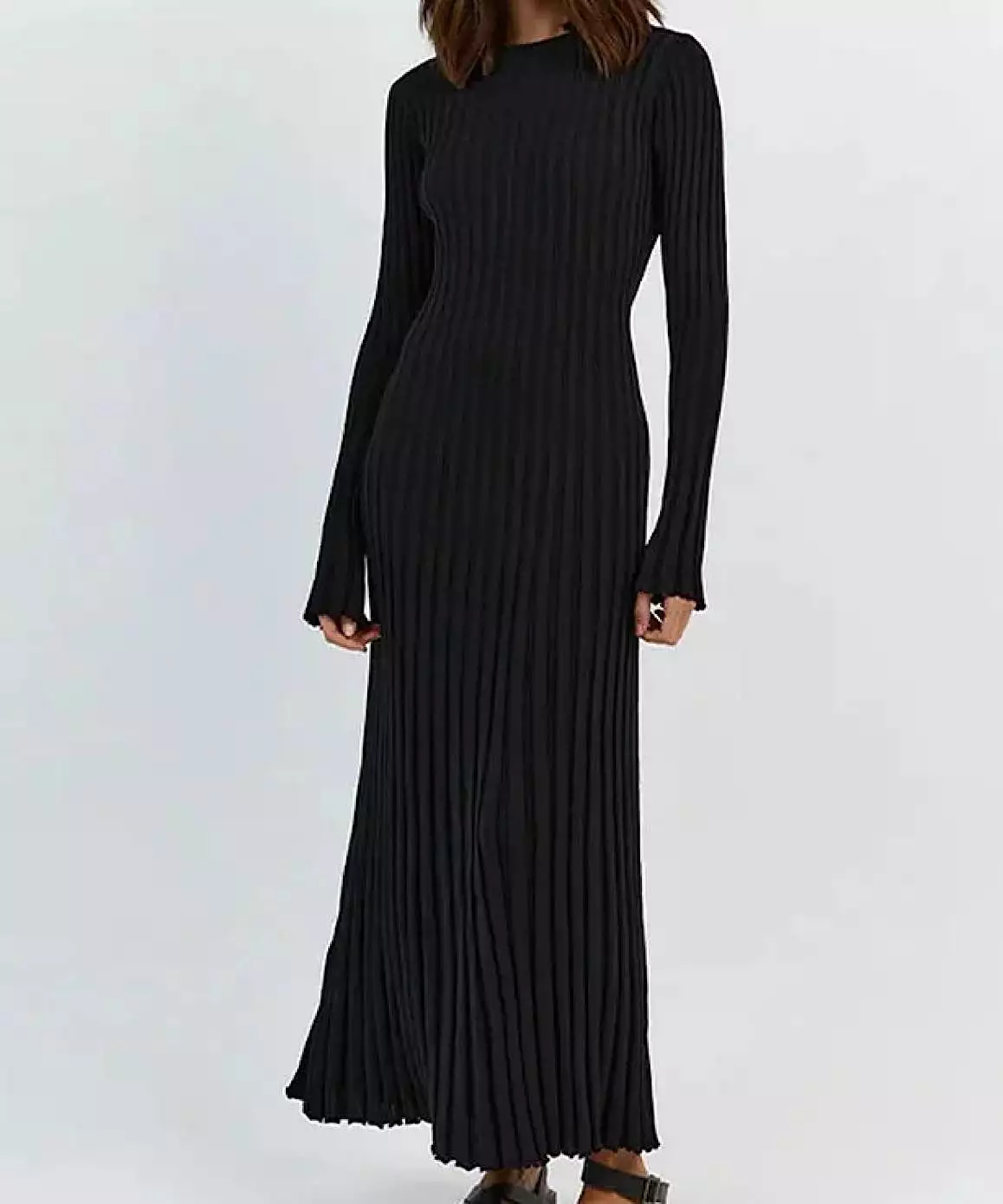 Long Sleeve Knitted Long Maxi Dress