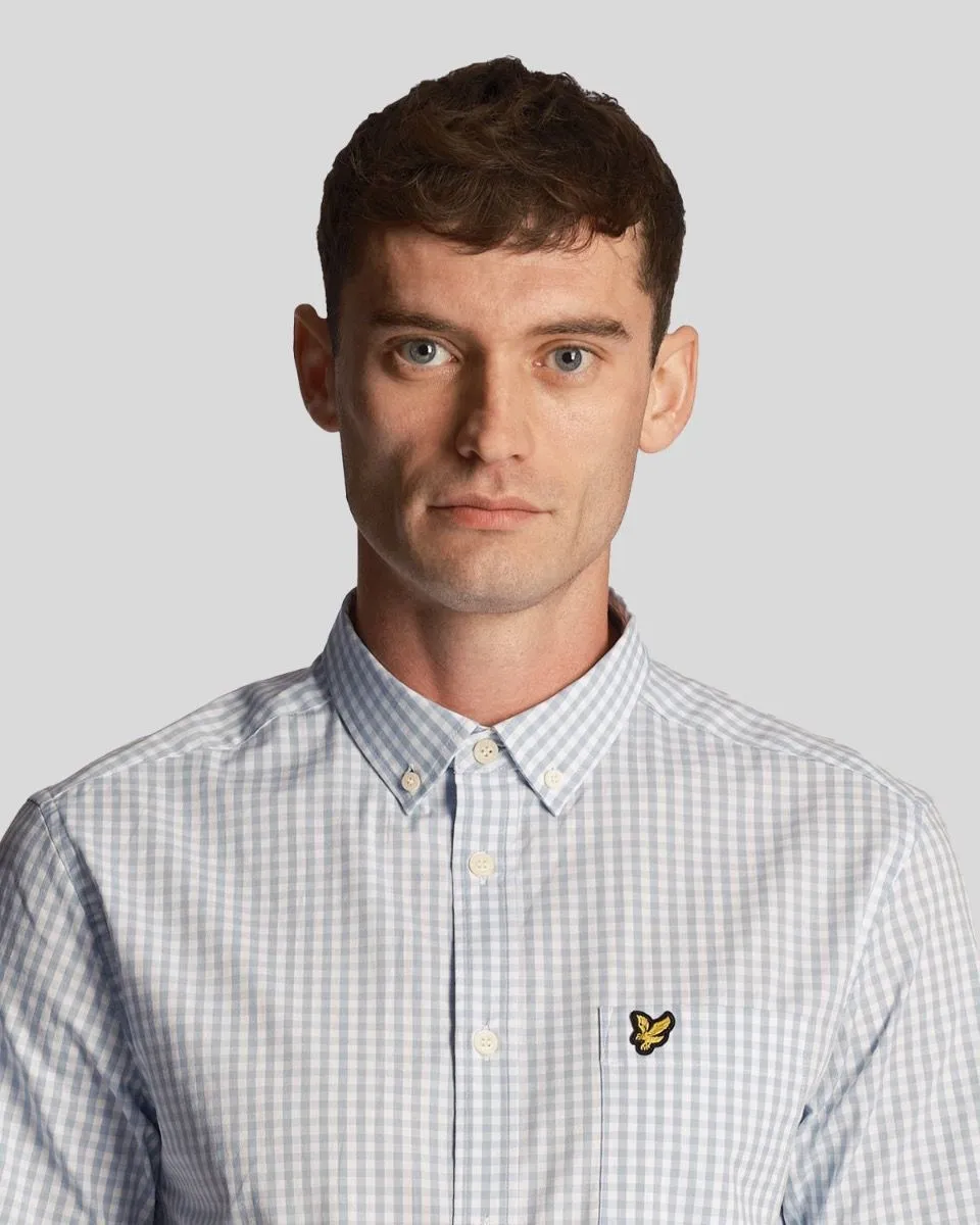 Lyle & Scott Gingham Check Short Sleeve Shirt Light Blue/White