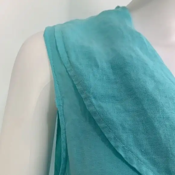 MatchPoint NWT aqua linen drape neck dress