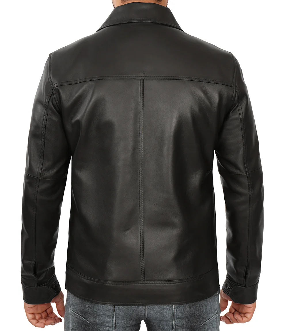 Men's Black Harrington Vintage Leather Jacket