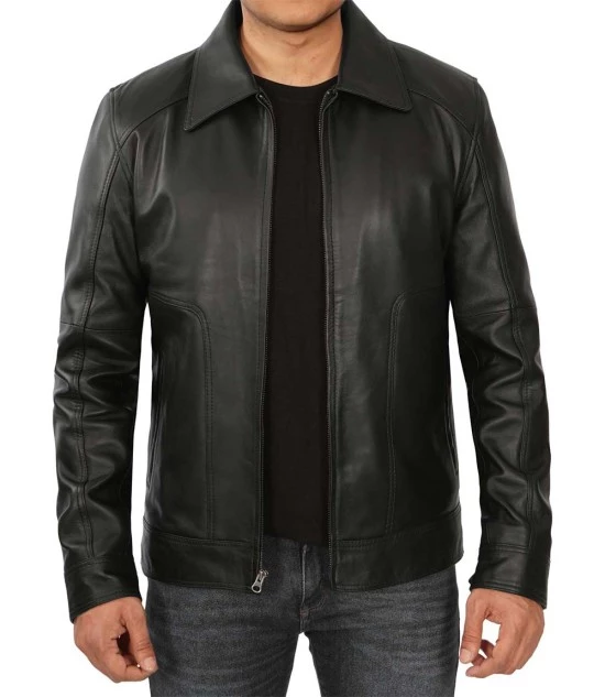 Men's Black Harrington Vintage Leather Jacket