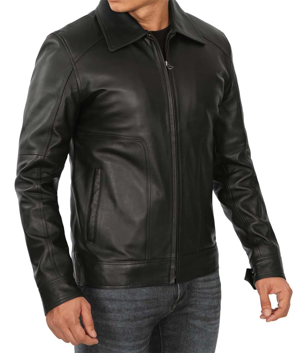 Men's Black Harrington Vintage Leather Jacket