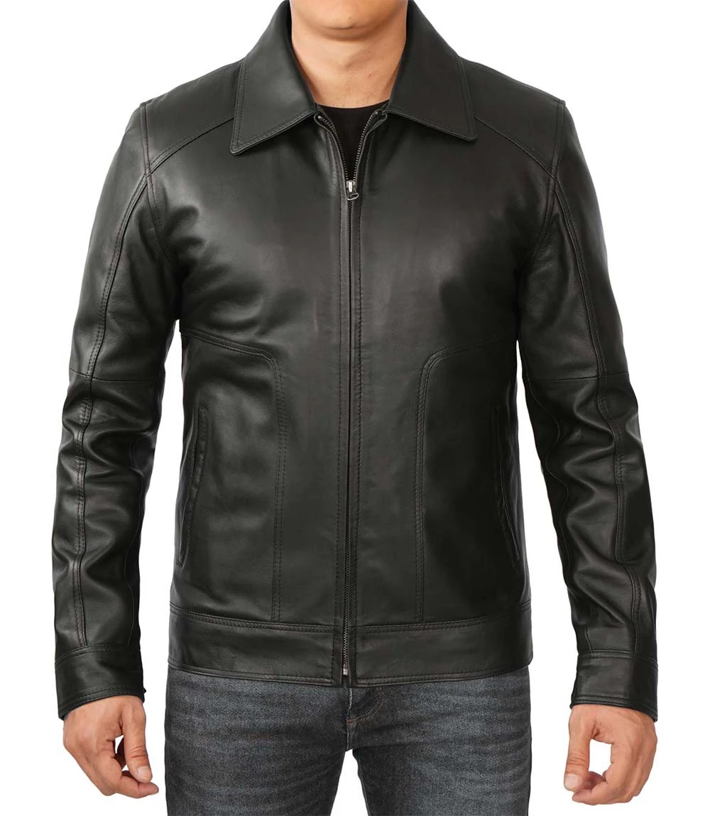 Men's Black Harrington Vintage Leather Jacket