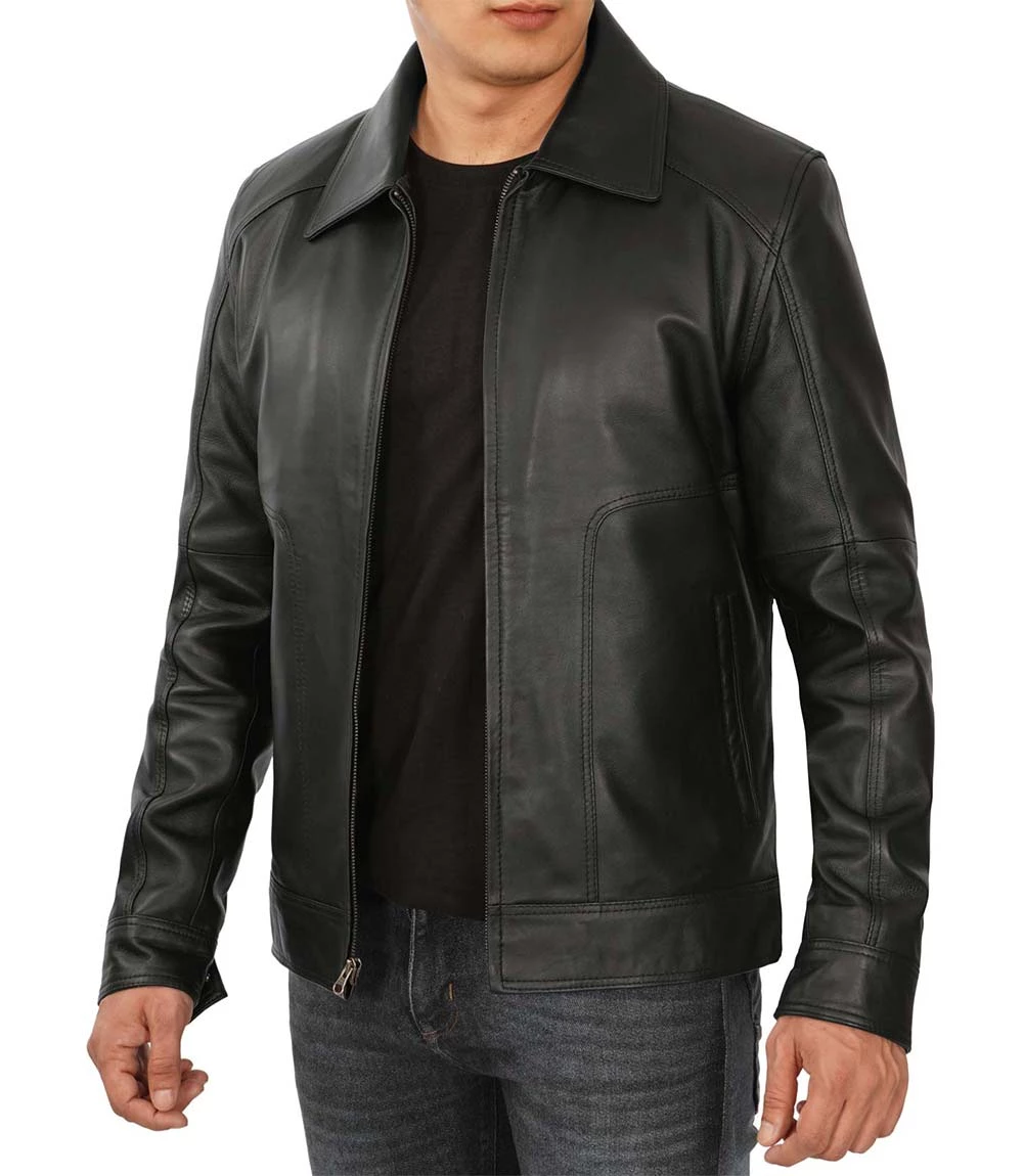 Men's Black Harrington Vintage Leather Jacket