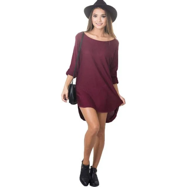 New   Mini Dress Women Long Sleeve Mutifunction Shirt Bodycon O Neck Dresses Lady Sexy UltraShort Dresses Robe Femme SM6